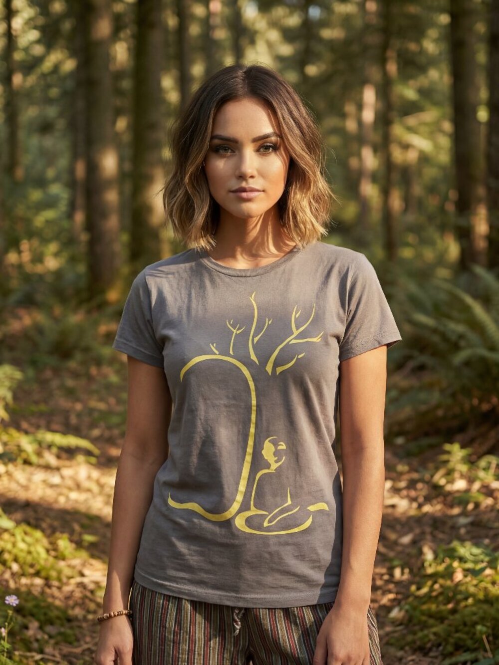 Meditating Buddha Painted Tee: 100% Organic Cotton T Shirt For Women